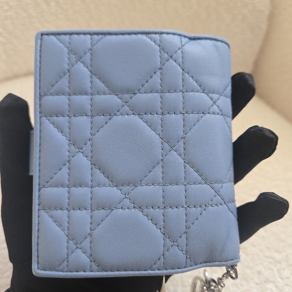 Christian Dior Cannage Lady Dior Eden Leather Wallet Blue - Picture 5 of 16